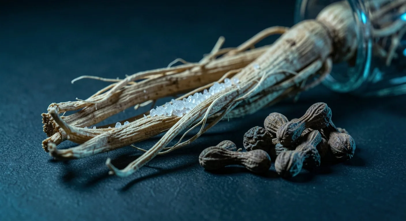 Macro photograph of botanical ingredients used in natural supplements for men
