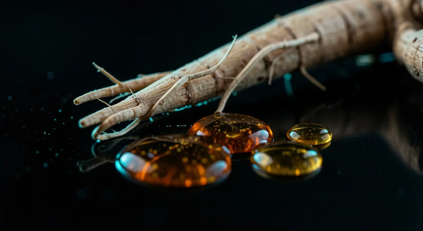 Botanical ingredient macro on dark lab surface